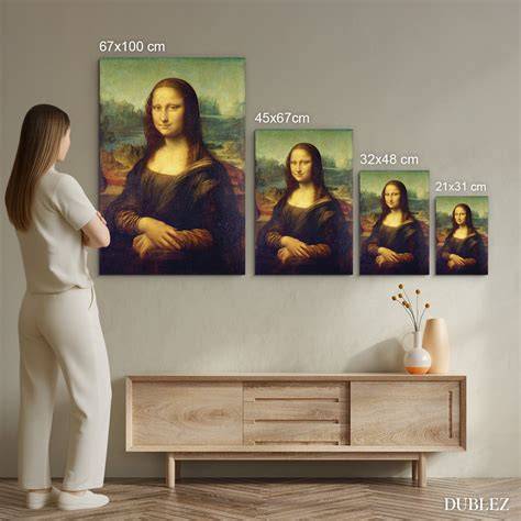 Kvalitná reprodukcia Mona Lisa - vizuálne ukážky rôznych veľkostí a úprav