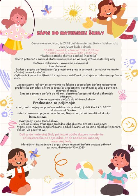 Infografika o procese zapisovania do materskej školy