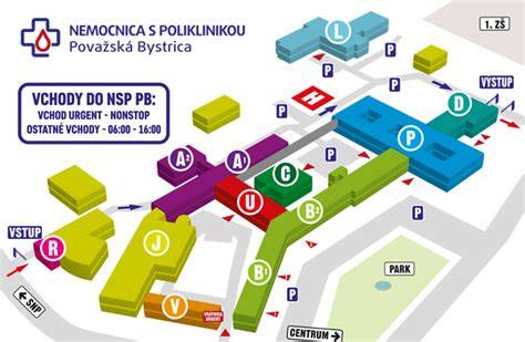 Mapa ukazujúca polohu Liptovskej nemocnice s poliklinikou v meste