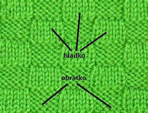 Ukážka pletenia patentu 2 hladko, 2 obratko