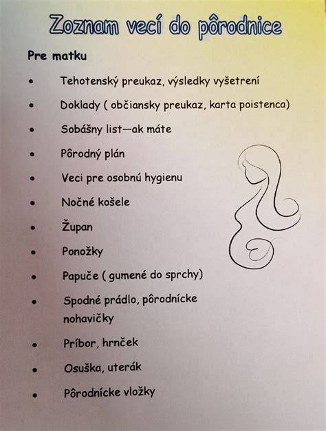 Obrázok zoznamu vecí pre bábätko a pôrodnicu
