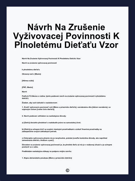 Zrušenie vyživovacej povinnosti k plnoletému dieťaťu: podmienky a postup