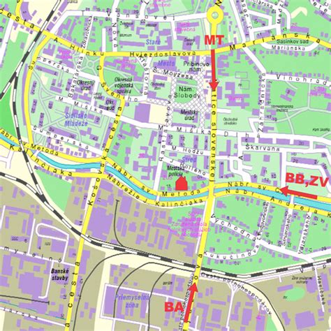 Mapa Prievidze s vyznačenými obchodmi s detským tovarom