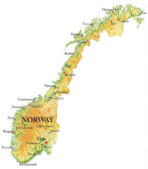 Mapa Nórska s vyznačeným regiónom Trondelag