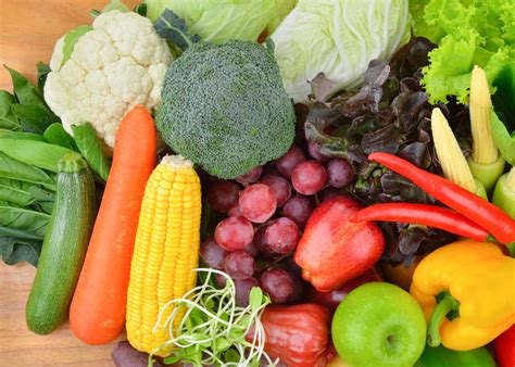 Obrázok rôzneho ovocia a zeleniny bohatej na vitamín C