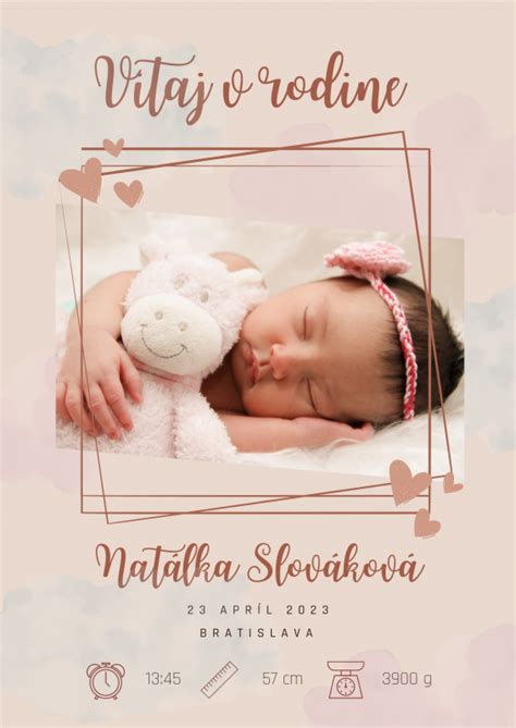 ukážka personalizovaného plagátu k narodeniu dievčatka