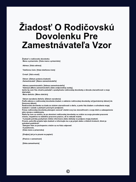 Žiadosť o rodičovskú dovolenku: Vzor a postup