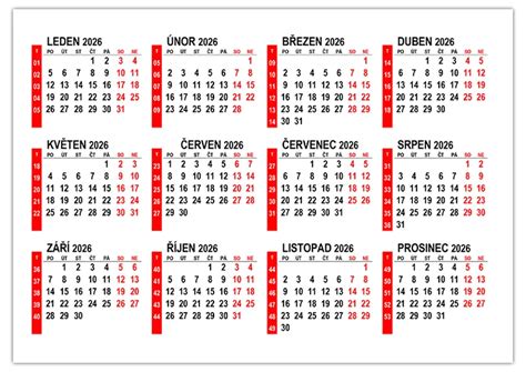 Kalendár s vyznačenými týždňami tehotenstva a dátumami