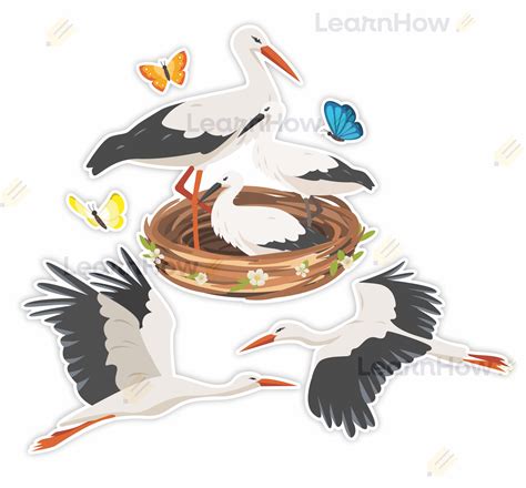 Ilustrácia bociana s dieťaťom