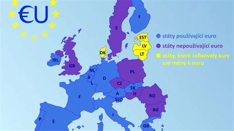 Mapa eurozóny s vyznačenými krajinami