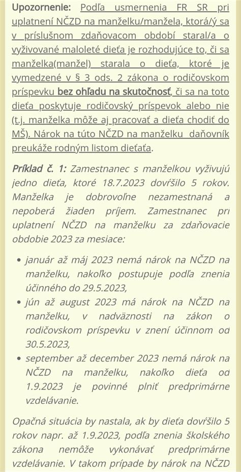Nezdaniteľná časť základu dane na manželku a dieťa do 6 rokov