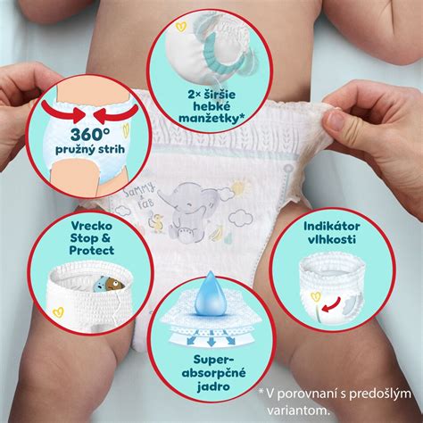 infografika s porovnaním veľkostí plienok Pampers Pants a odporúčanou hmotnosťou dieťaťa