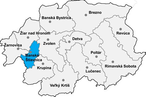 Mapa okresu Banská Štiavnica