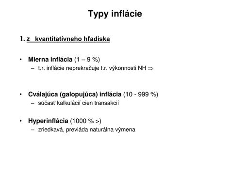 Graf porovnávajúci rôzne typy inflácie
