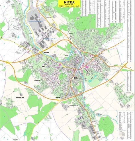 Mapa Nitry s vyznačenými lokalitami zariadení starostlivosti o deti.