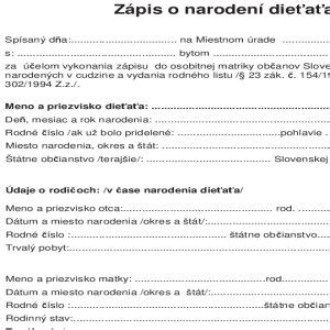 Elektronické hlásenie o narodení dieťaťa