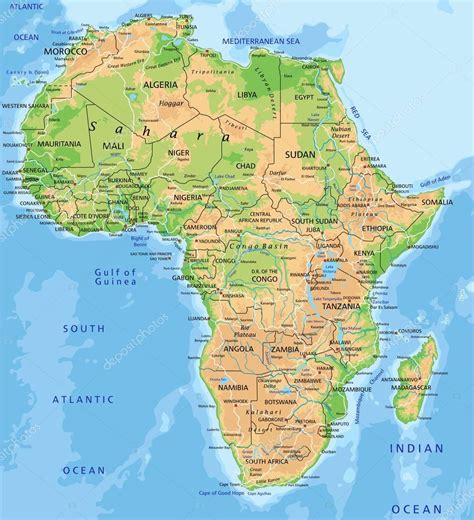Africká mapa - ilustrácie a mapy pripravené na maľovanie