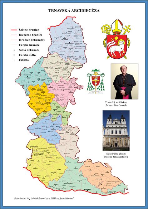 Obrázok: mapa diecéze Rožňava a trnavská arcidiecéza