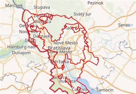 Obrázok: Mapa kultúrnych a historických bodov Bratislavy a okolia