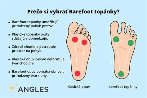 Infografika o barefoot topánkach pre deti: rozdiely medzi bežnou a barefoot obuvou