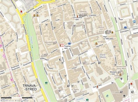 Mapa Trnavy s vyznačením detského centra Jolie