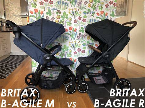 Infografika s technickými parametrami a porovnaním modelov Britax B-Agile M a R
