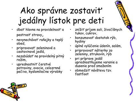Zásady zostavovania jedálneho lístka pre materské školy