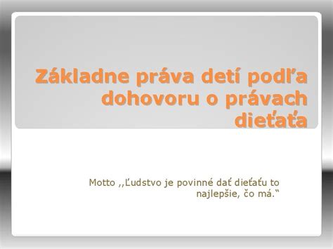 Schéma práv dieťaťa podľa Dohovoru o právach dieťaťa