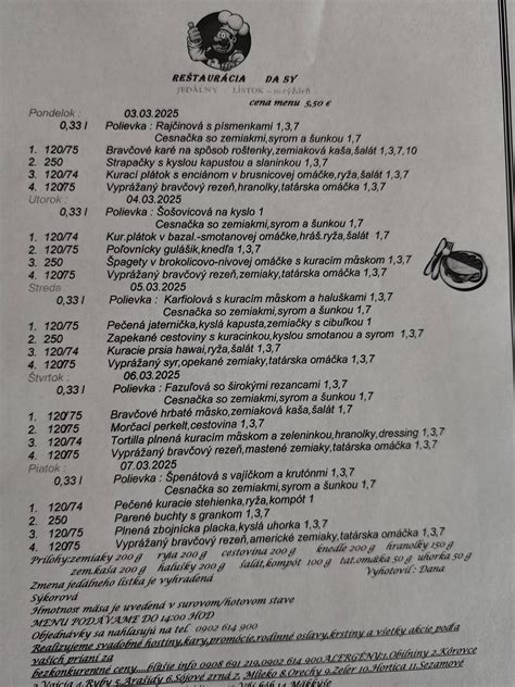 Obrázok znázorňujúci vzorový diétne orientovaný jedálny lístok