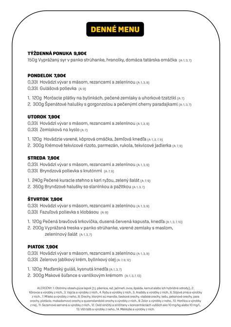 Infografika denného menu a cenových hladín - rozdelenie polievok a hlavných chodov