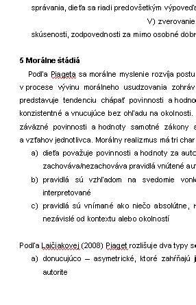 Schéma vývinu poznávacích procesov podľa Piageta