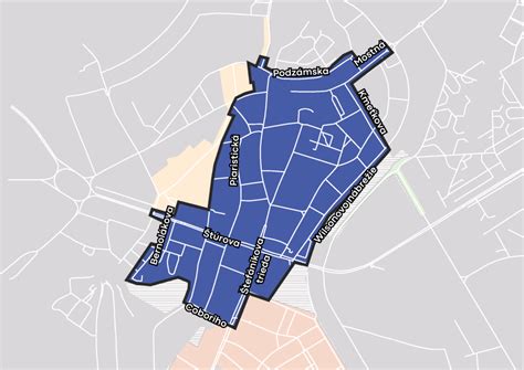 mapa s vyznačenou Farskou ulicou v Nitre
