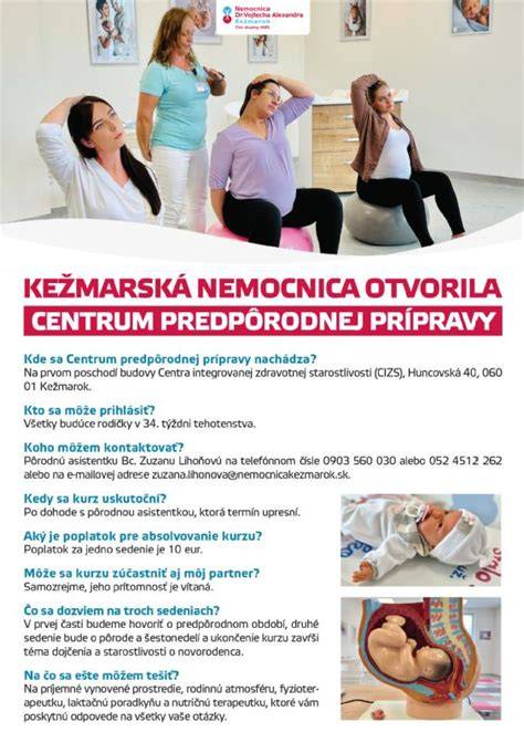 Infografika: Štruktúra kurzu predpôrodnej prípravy v Martine - 5 stretnutí (3 pôrodnícke témy, 2 novorodenecké témy)