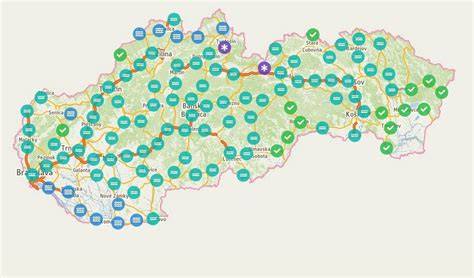 Mapa itinerára hlavných slovenských svadobných veľtrhov