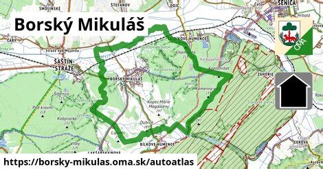Mapa obce Borský Mikuláš s vyznačením polohy pomníkov