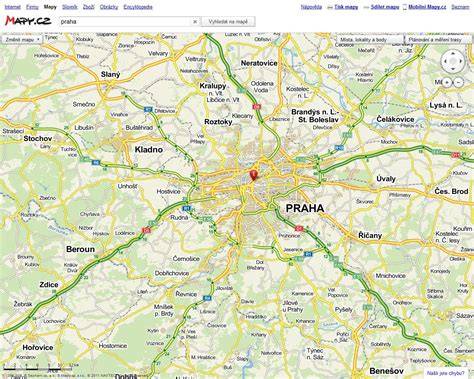 Ilustratívna mapa: Praha a okolie, výhľad z terasy