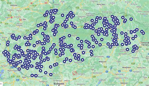 Mapa lokalít základných škôl v Považskej Bystrici a okolitých ZŠsMŠ