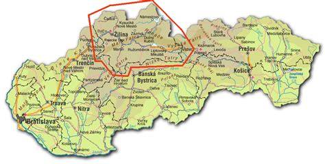 Mapa regiónu Žilinského kraja s vyznačenými atrakciami a trasami pre rodiny