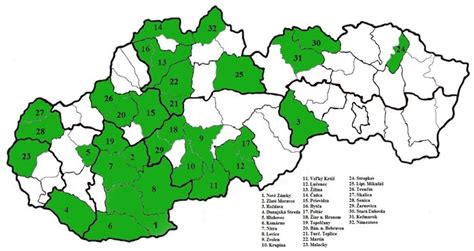 Mapa areálu jelenej zveri a typických biotopov