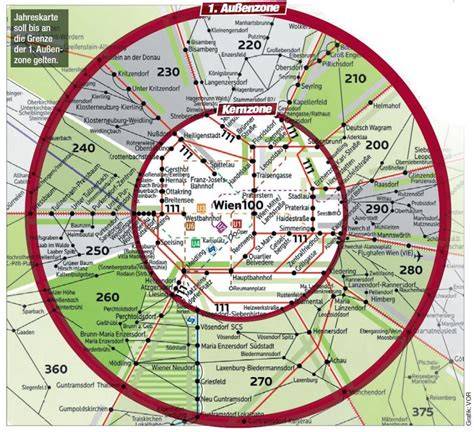 Infografika - prehľad tarifnej zóny Kernzone Wien a hlavné uzly siete