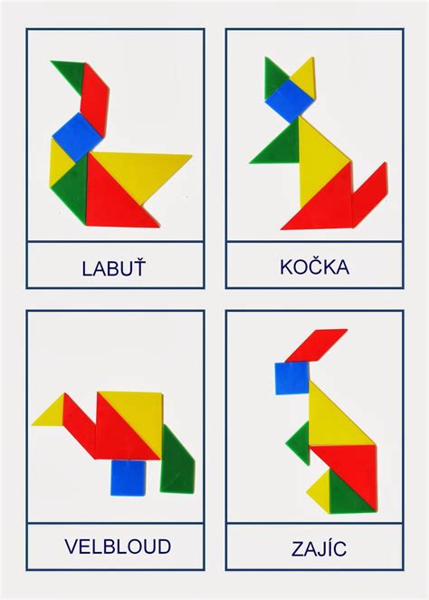 Tangram predlohy a dieliky (inštruktážne diagramy)