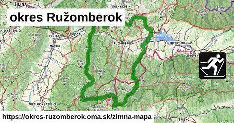 Mapa Ružomberok a jeho geografický kontext v Liptovskej kotline, priblíženie k hraničným pohoriam